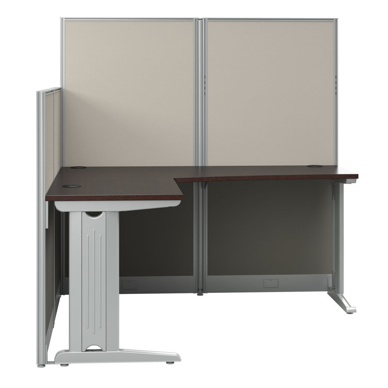 Bureau en poste de travail en L, Cerise mocha