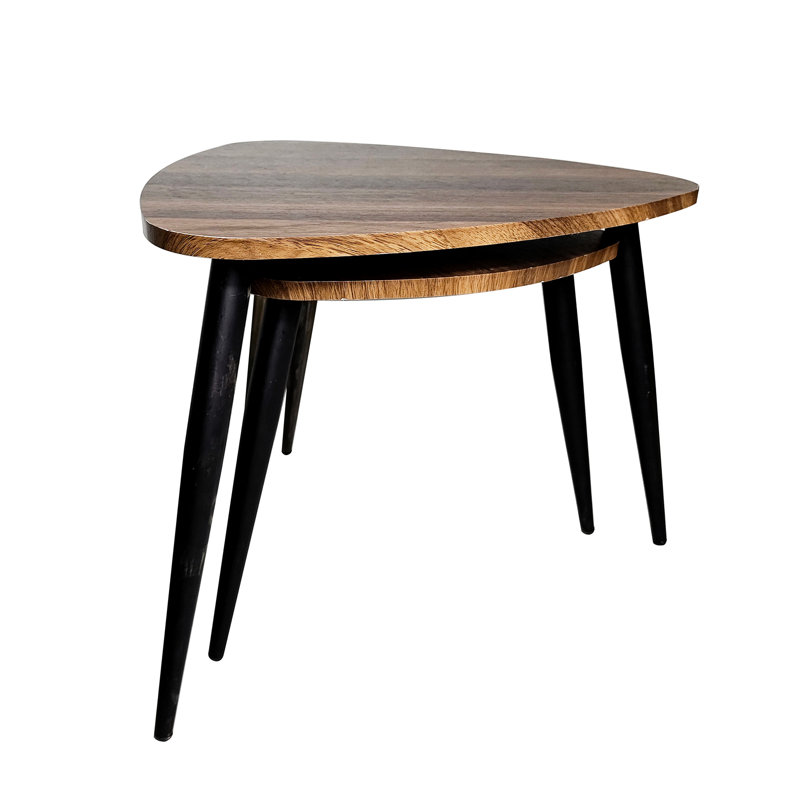 2 tables gigognes contemporaines en métal et en bois massif de 2,5 po de hauteur, l 15,5 po de hauteur, éclat naturel ou noir, teinté
