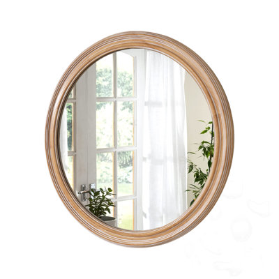 Round Wall Mirror With Ribbed Detail