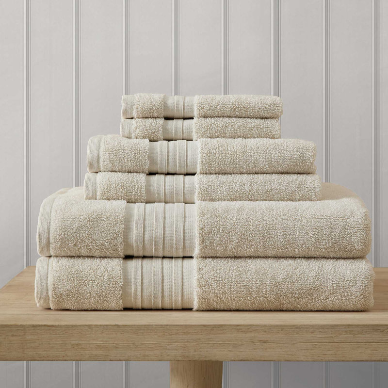 Martha Stewart Skyland Manor Solid Cotton 6 Piece Towel Set, Beige