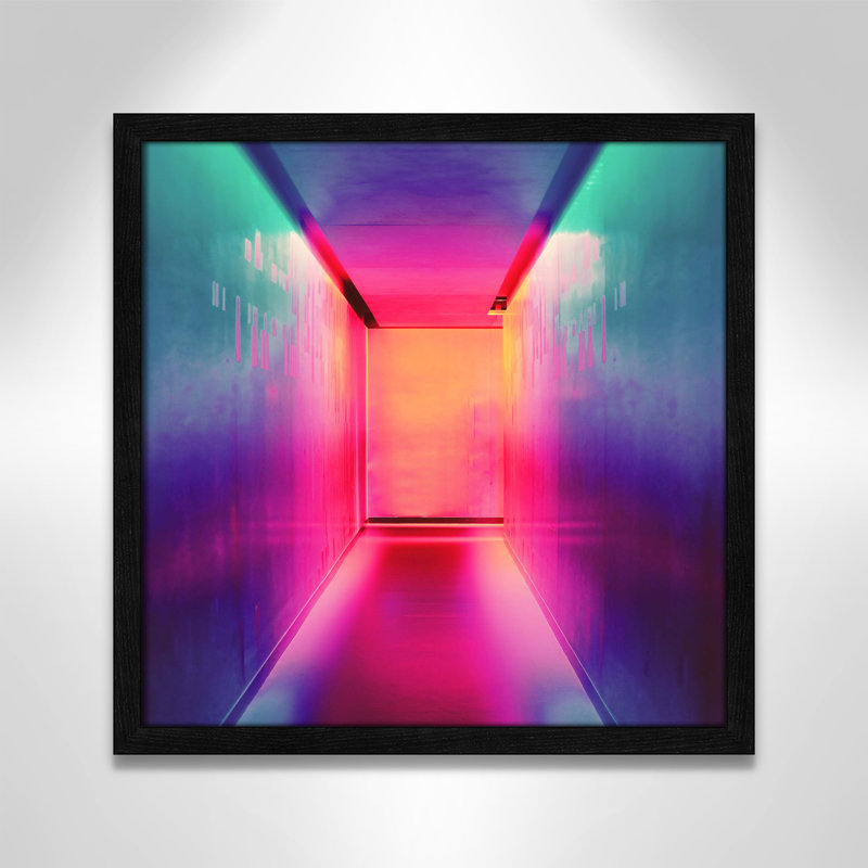 «Neon Wonderland I» par Efe Kurnaz, H 17 po x l 17 po x P 0,75 po, Cadre noir mince