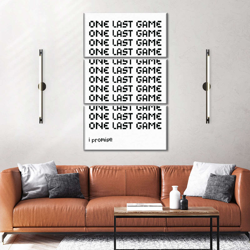 Jeux vidéo «One Last Game I Promise», ensemble de 3 pièces sur toile par Logic Nerds, H 38 po x l 24 po
