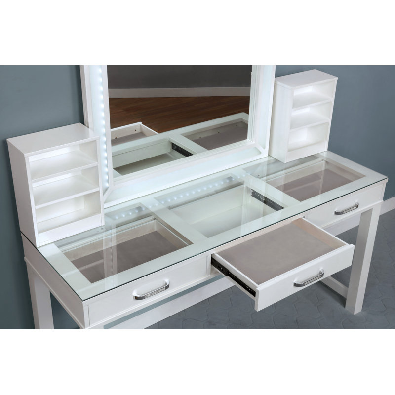 Ensemble coiffeuse et tabouret Castlebar, Blanc