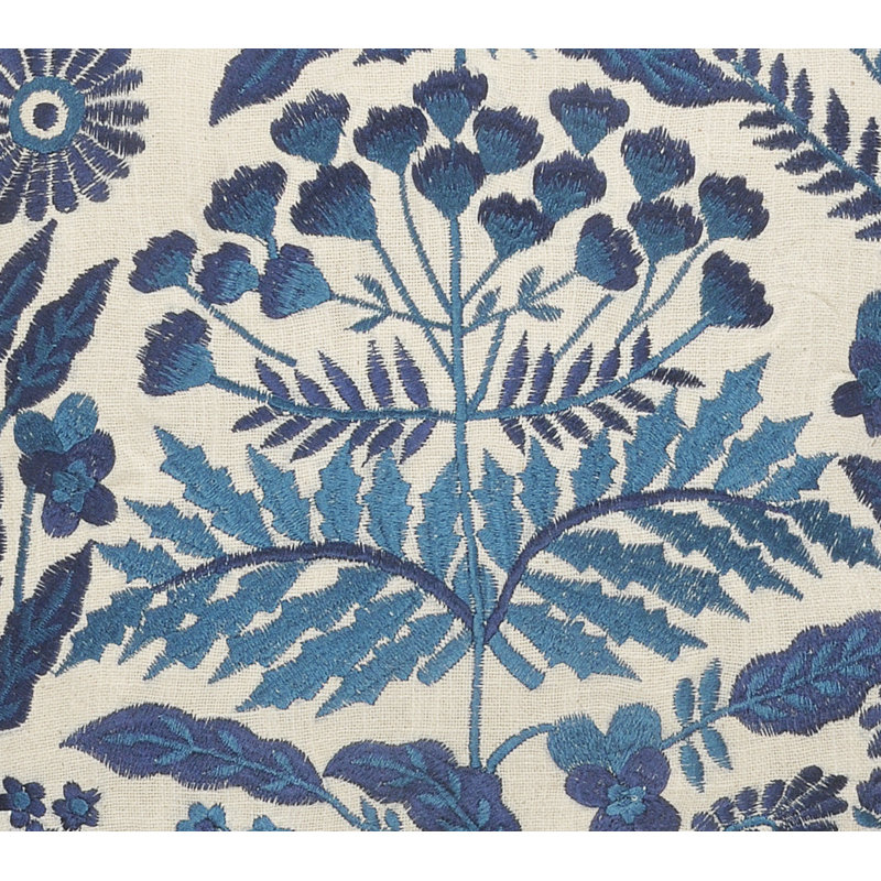 Navy and Off-White Bohemian Floral Square Throw Pillow