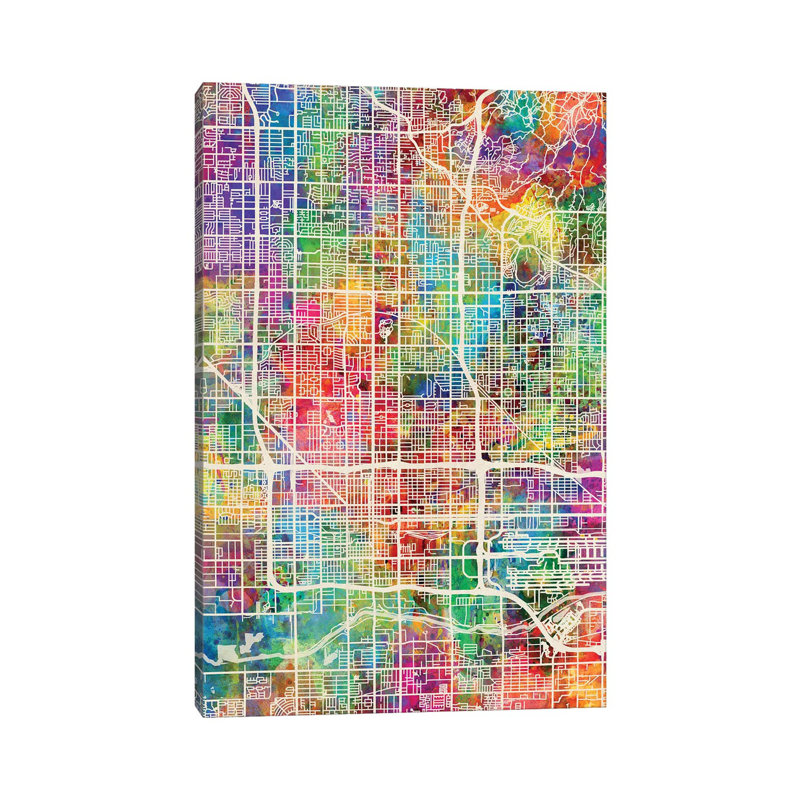 Phoenix Arizona City Map I by Michael Tompsett - Wrapped Canvas Gallery-Wrapped Canvas Giclée, 20.32 cm H x 30.48 cm W