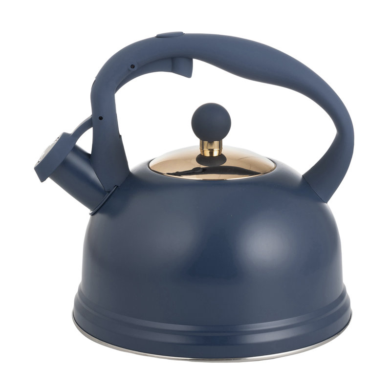 Living 2L Stainless Steel Whistling Stovetop Kettle, Navy Blue