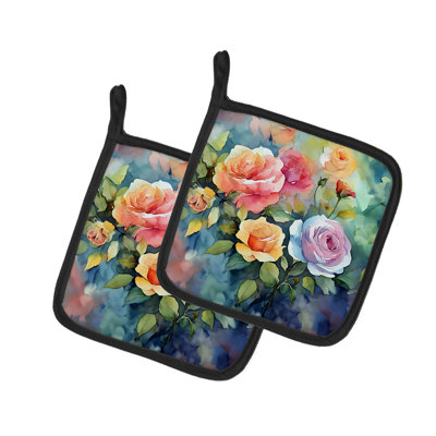 Caroline's Treasures Floral Polyester Potholder Set