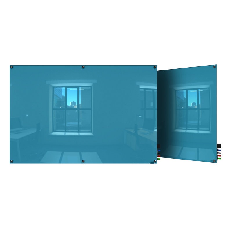 Panneau de verre magnétique mural Harmony, 48 po x 72 po, Bleu