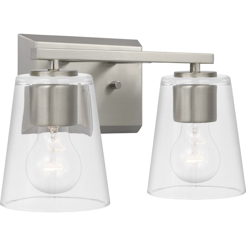 Éclairage pour salle de bain à 2 lumières à intensité variable Dormer, Transparent, Nickel brossé