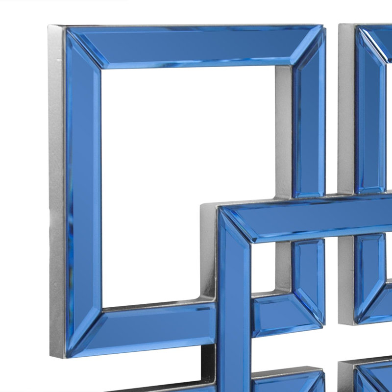 Lakeycha Contemporary Layered Square Accent Mirror, Blue