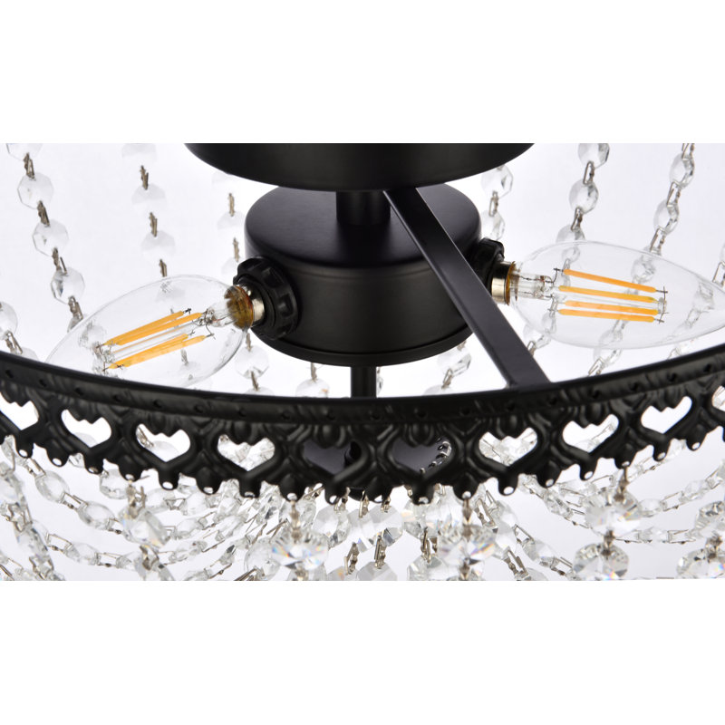 Attahrawi 3-Light Flush Mount, Black, 7.5" H x 12" W x 12" D