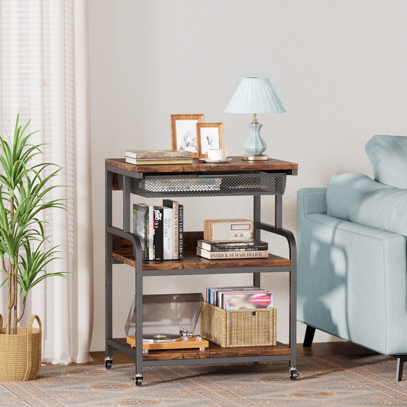 32.5 H Cart, 32.5" H x 23.2" W x 18.9" D, Rustic Brown/Black