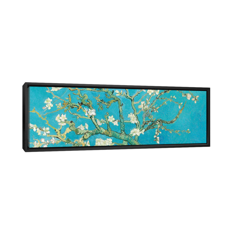 « amande fleur » par vincent van gogh, impression sur toile, H 12 po x l 36 po x P 1,5 po, Toile avec cadre noir