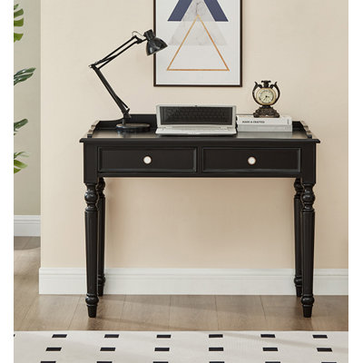 Black Retro Desk with Two Drawers