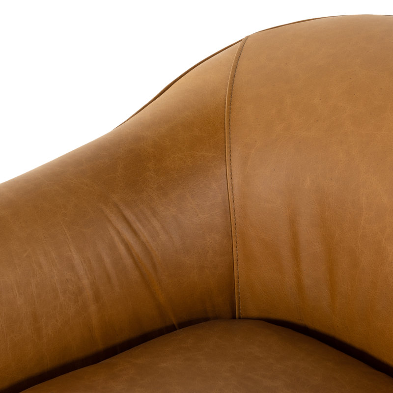 Fauteuil pivotant en cuir véritable Faria, Cuir véritable Ontario chameau