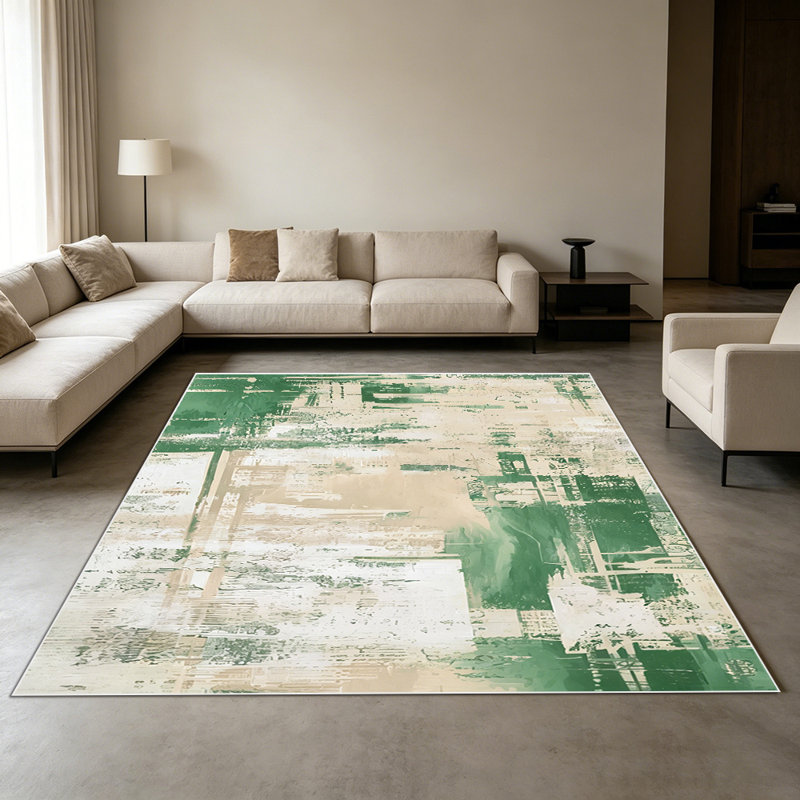 1PC Abstract Sage Green & Beige Brush Stroke area rugs for Living Room, Soft and Comfortable, Suitable for all seasons, easy-to-maintain, machine washable Indoor floor mat, Under Table Farmhouse suitable for living room, dining room, bedroom,