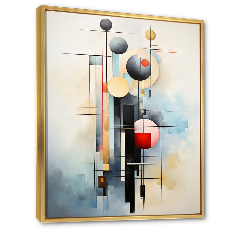Impression abstraite sur toile Jaculine, H 32 po x l 24 po x P 1 po, Cadre flottant doré