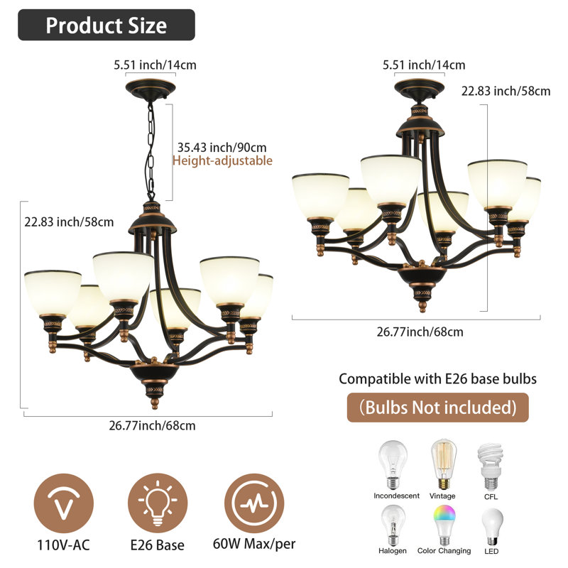 Beechmoor 6 - Light Dimmable Classic / Traditional Chandelier