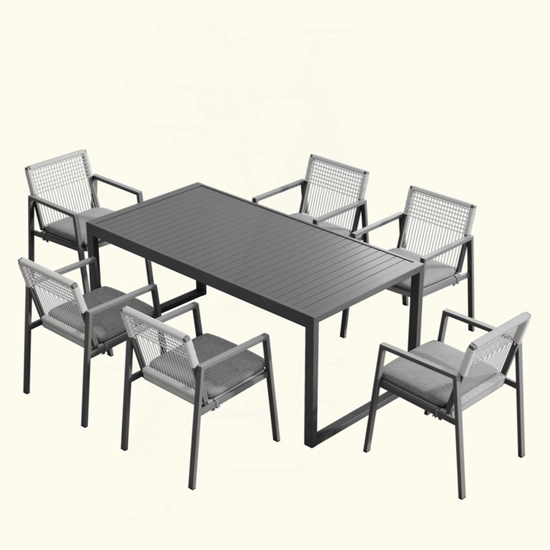 Ensemble de salle à manger d'extérieur, ensemble de 6 chaises de salle à manger en aluminium