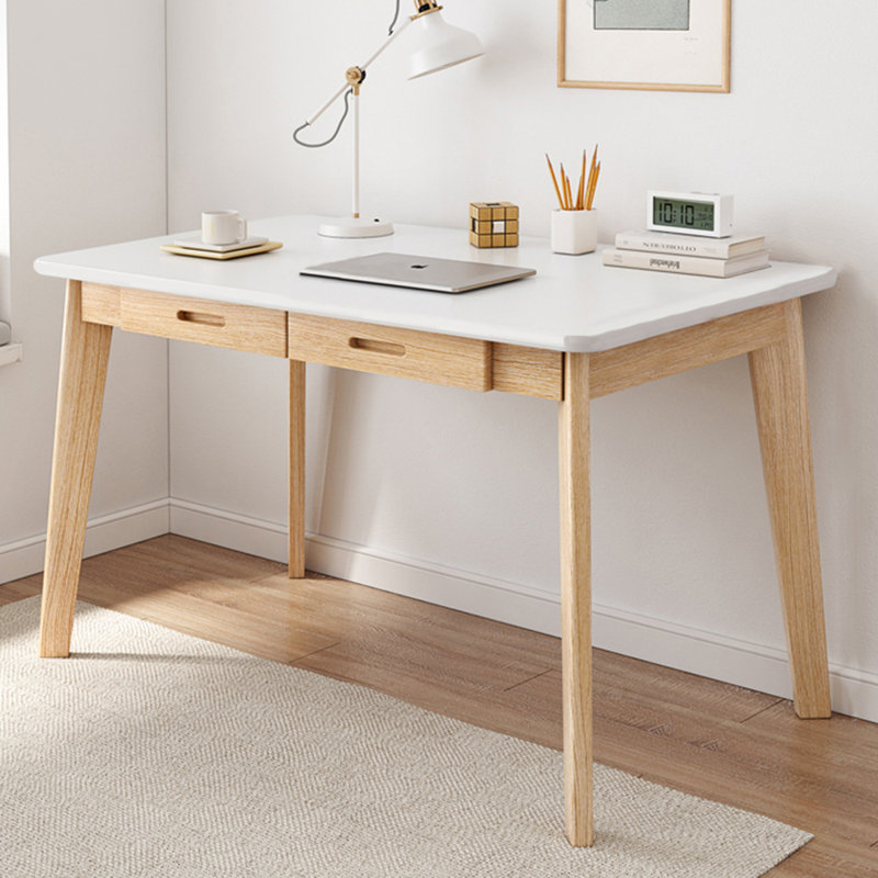 Bureau en bois Latwon, H 29,5 po x l 39,4 po x P 21,7 po, Blanc / bois noueux