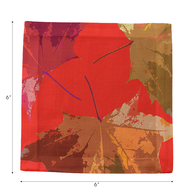 Autumn Leaves Cotton Sateen Cocktail Napkins, Pumpkin
