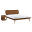 Grand lit plateforme ovale en bois brun avec tête de lit-1251159521