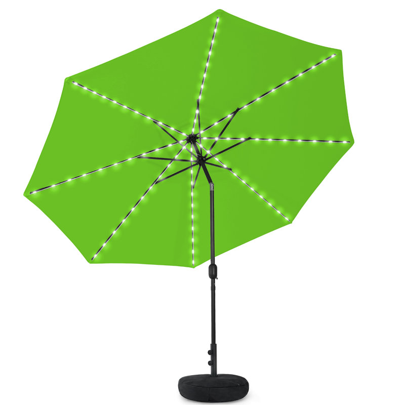 Parasol de patio avec base, Vert, H 98 po x l 120 po x P 120 po
