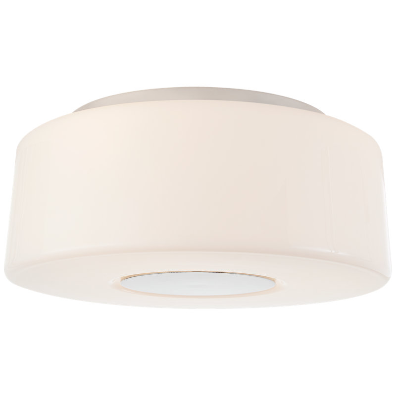 Barbara Barry Acme Flush Mount, Polished Nickel, E12/Candelabra, 5.75" H x 9" W x 9" D