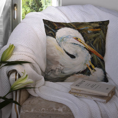 White Egret Indoor/Outdoor Throw Pillow
