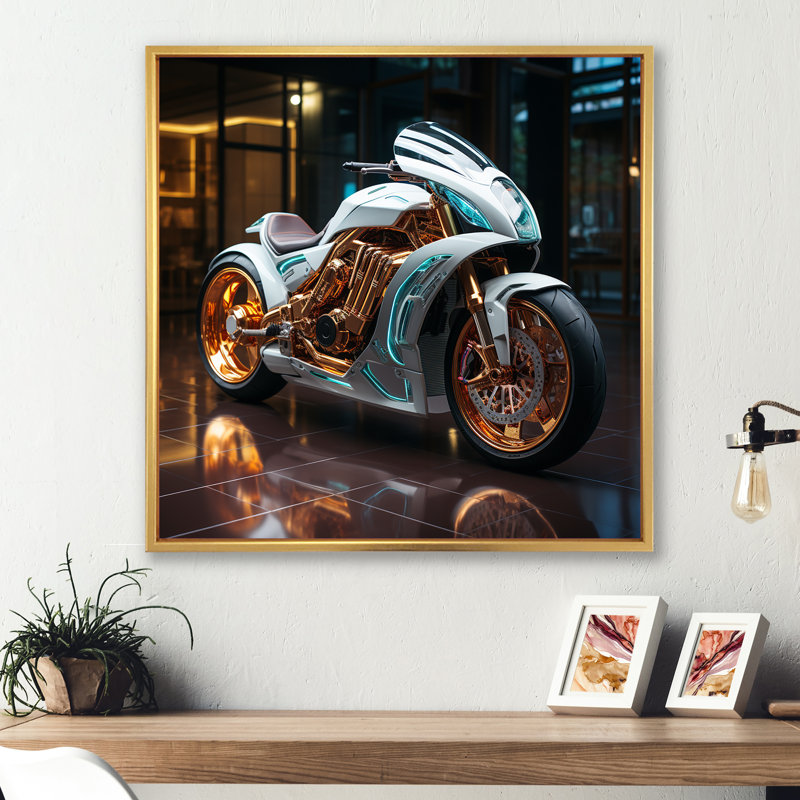 Futuriste Speedster II sur toile, Cadre flottant doré, H 30 po x l 30 po x P 1 po