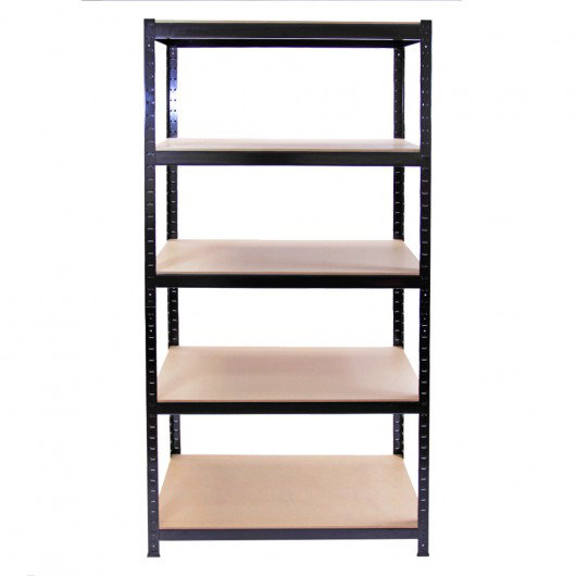 Steel Adjustable Height Shelving Unit, 180cm H x 90cm W x 45cm D, Black