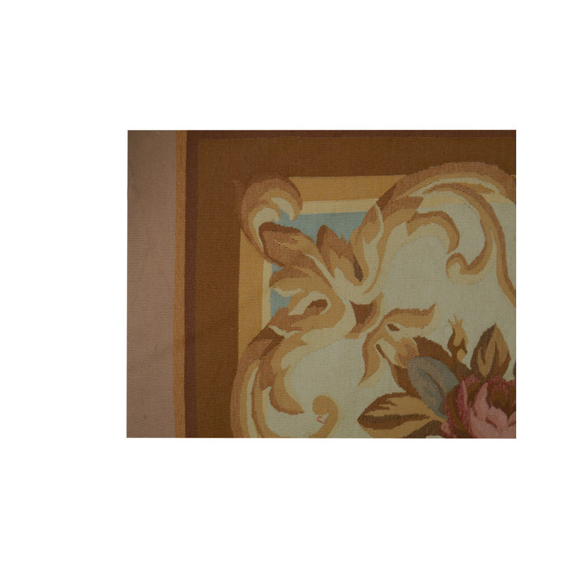 Tapis brun / beige / bleu de haute qualité Aubusson