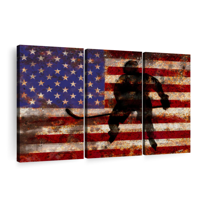 «American Hockey» sur toile, H 28 po x l 45 po x P 1,25 po