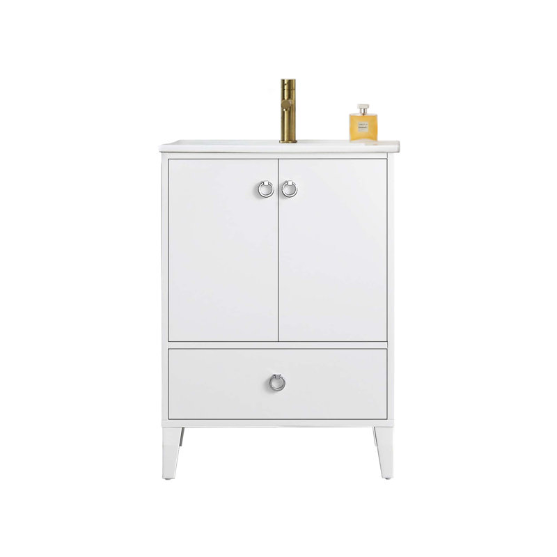Meuble-lavabo simple 24 po avec lavabo, Blanc mat
