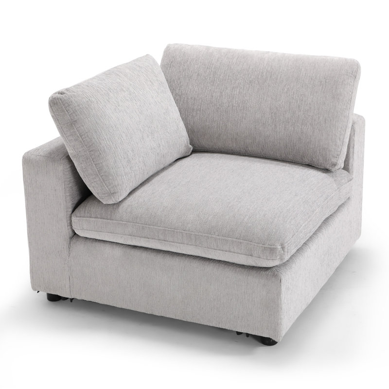 Odai 38.6" W Chenille Upholstered Armless Chair , Light Gray