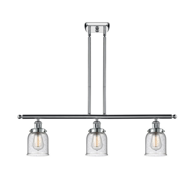 Ballston Urban - Cloche - 3 lumières 36 po pour îlot suspendu - 5 po de diamètre, Chrome poli, DEL, Grainé