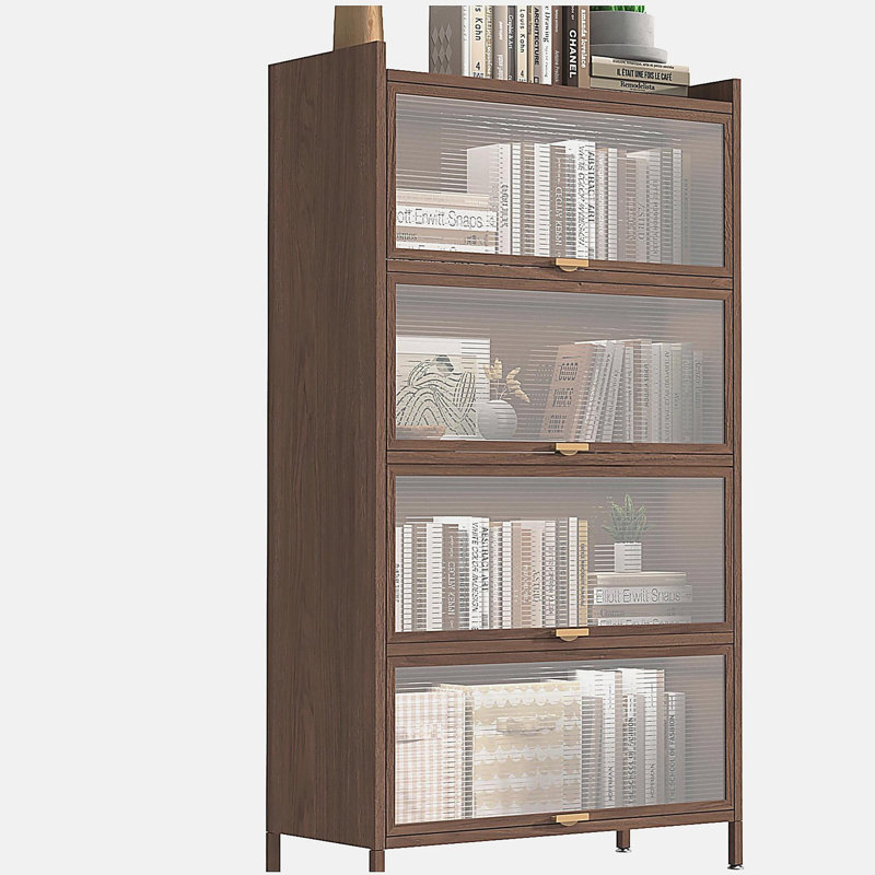 57'' Tall Metal 4 Flip Doors Cabinet, Bookcase With Storage, (4 Shelves) 56.69"H x 31.5"W x 13.8"D