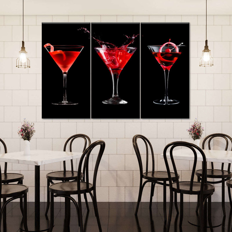 Maraschino cerise cocktail 3 pièces, H 42 po x l 65 po 