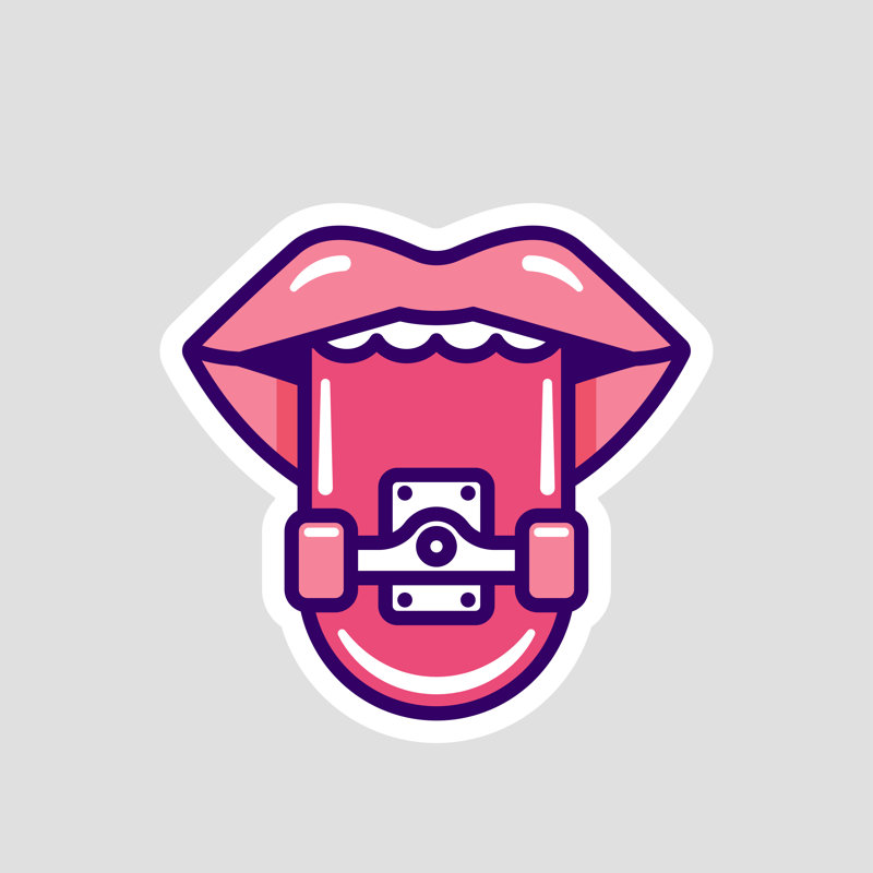 Lips And Skateboard by Le_Mon - Wrapped Canvas Print, 30cm H x 30cm W