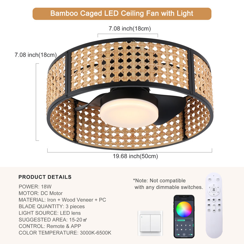 11.81cm Ceiling Fan with LED Lights