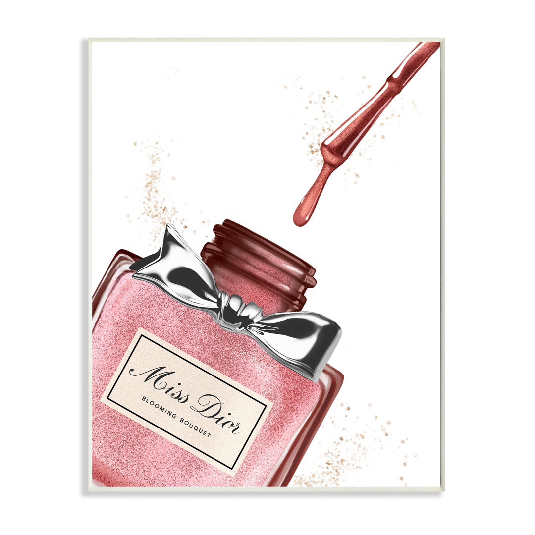 " Makeup Nail Polish Brush Pink Silver Drip Fashion Design " Stupell Industries 