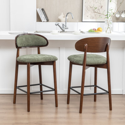 Wooden arc-shaped soft-panel bar stool