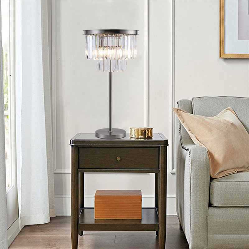 Lampe de table en cristal Lemanski, Rocker, 4-Way, 3-Way, 110V, 40W