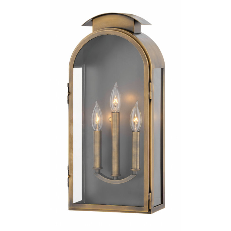Rowley 3-Light Brass Outdoor Heritage Wall Mount Lantern