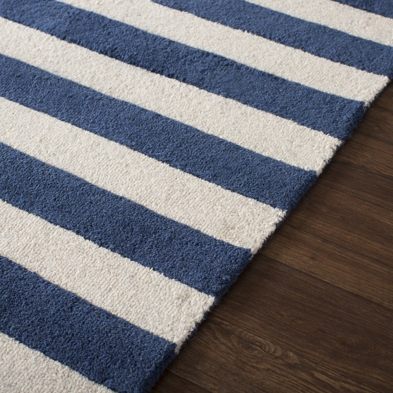 Abington Striped Wool Hand Tufted Area Rug, Rectangle 91 x 152cm