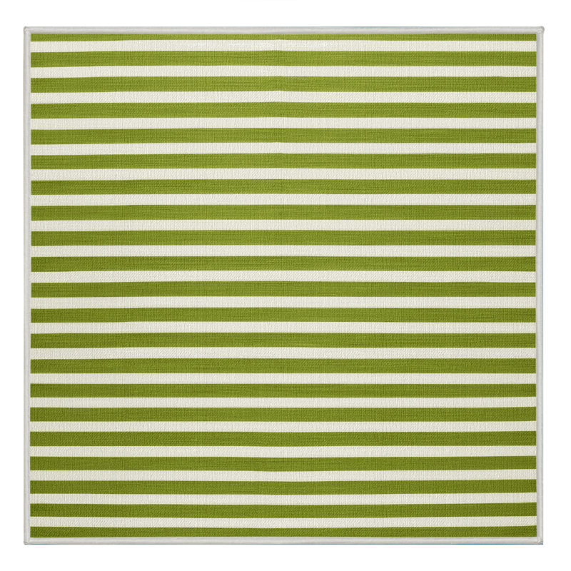 Tapis beige à rayures horizontales lavable à la machine, Carré 5 pi
