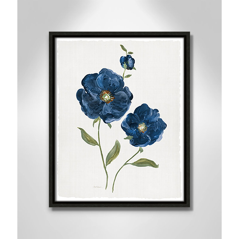 «Blue Poppies Print» par Carol Robinson, Espresso, H 15,5 po x l 12,5 po x P 2 po