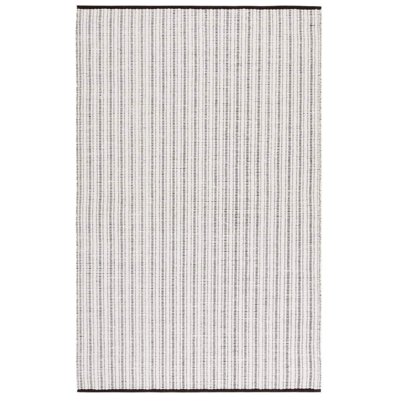 909 Hand Woven Cotton/Wool Striped Rug in Brown/Ivory, Round 6'