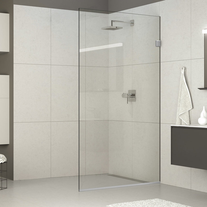 Boivin Stationary 30" x 76" Frameless Fixed Glass Panel, Chrome