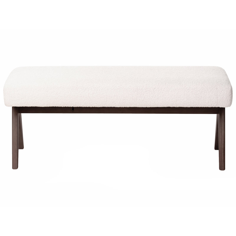 Bench Drumheller Boucle, Dark Brown Wood, White